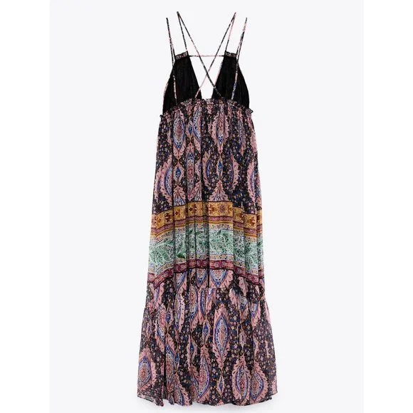 Zara Paisley Print Flowy Maxi Dress - Picture 12 of 16